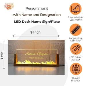 Mountain LED desk name plate – size 9 x 3 inch