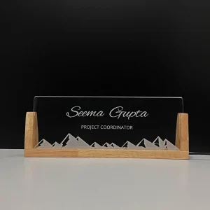 Mountain LED desk name plate – with the light off