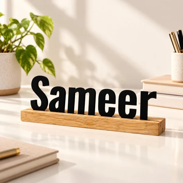 Name wooden table sign for him