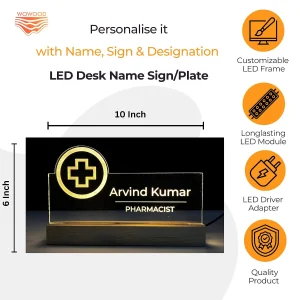 Name lamp for pharmacists & medical stores – size 10 x 6 inch