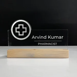 Name lamp for pharmacists & medical stores – glowing on a desk