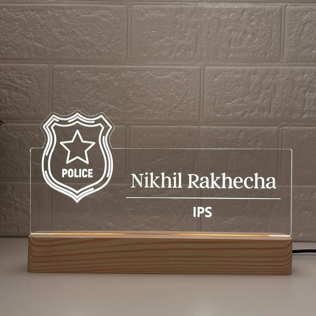Name lamp for police officers