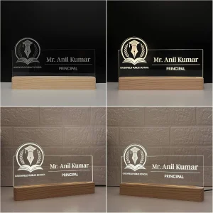 Name lamp for principals – glowing on a desk