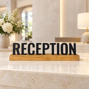 Reception wooden desk sign – photo 2