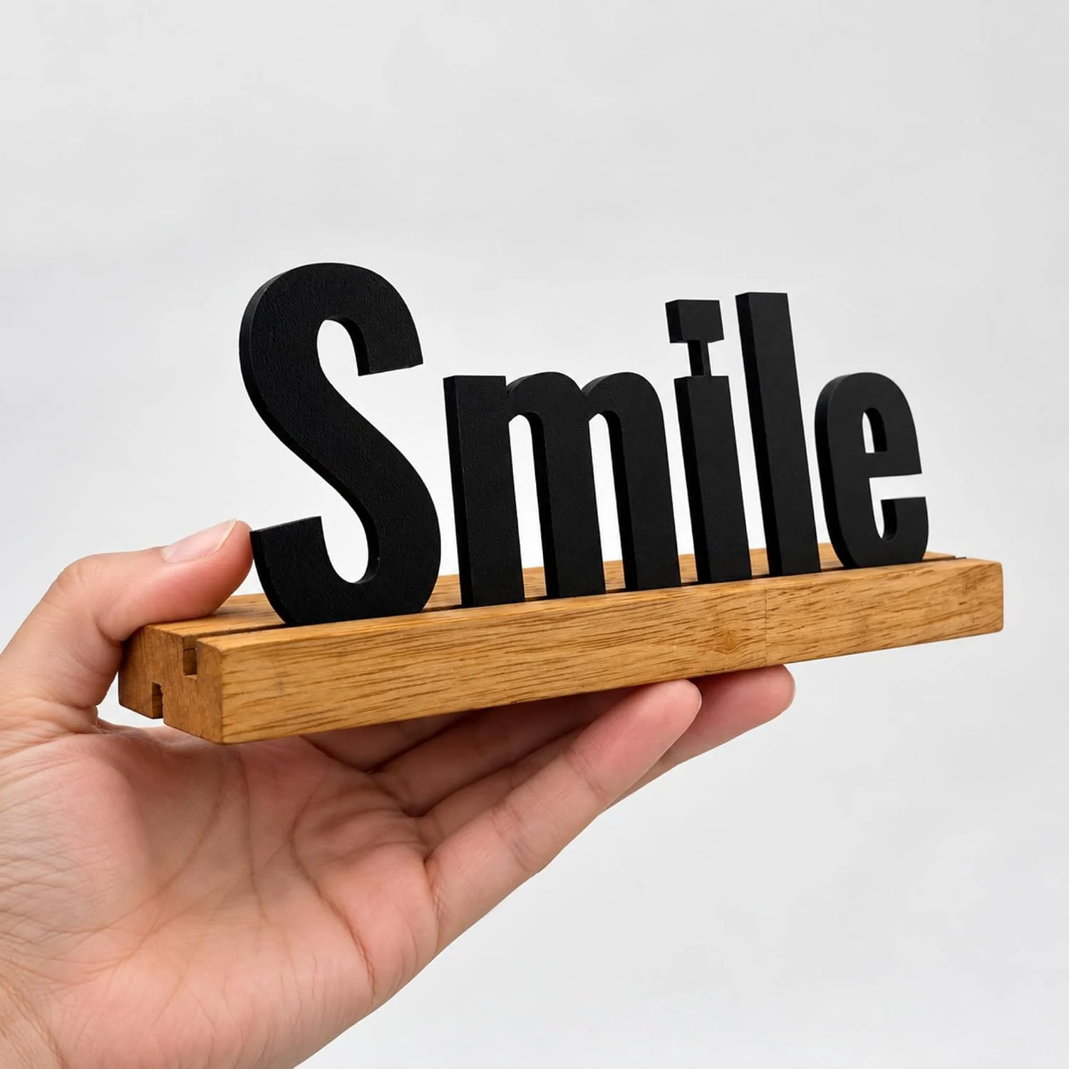 Smile Wooden Table Sign – Cheerful Desk & Shelf Decor – photo 7