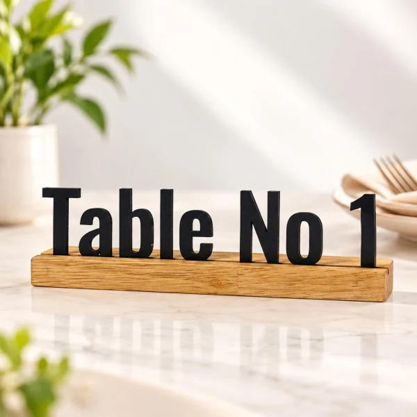 Table Number Wooden Sign – Restaurant & Café