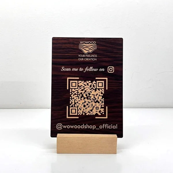 Walnut brown qr code stand