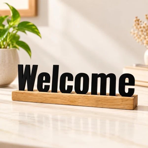 Welcome Wooden Table Sign – Entrance Decor
