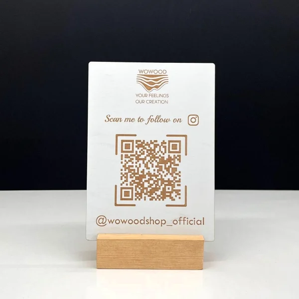 White qr code stand