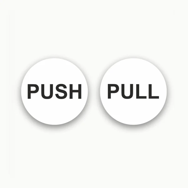 White round push pull door sign